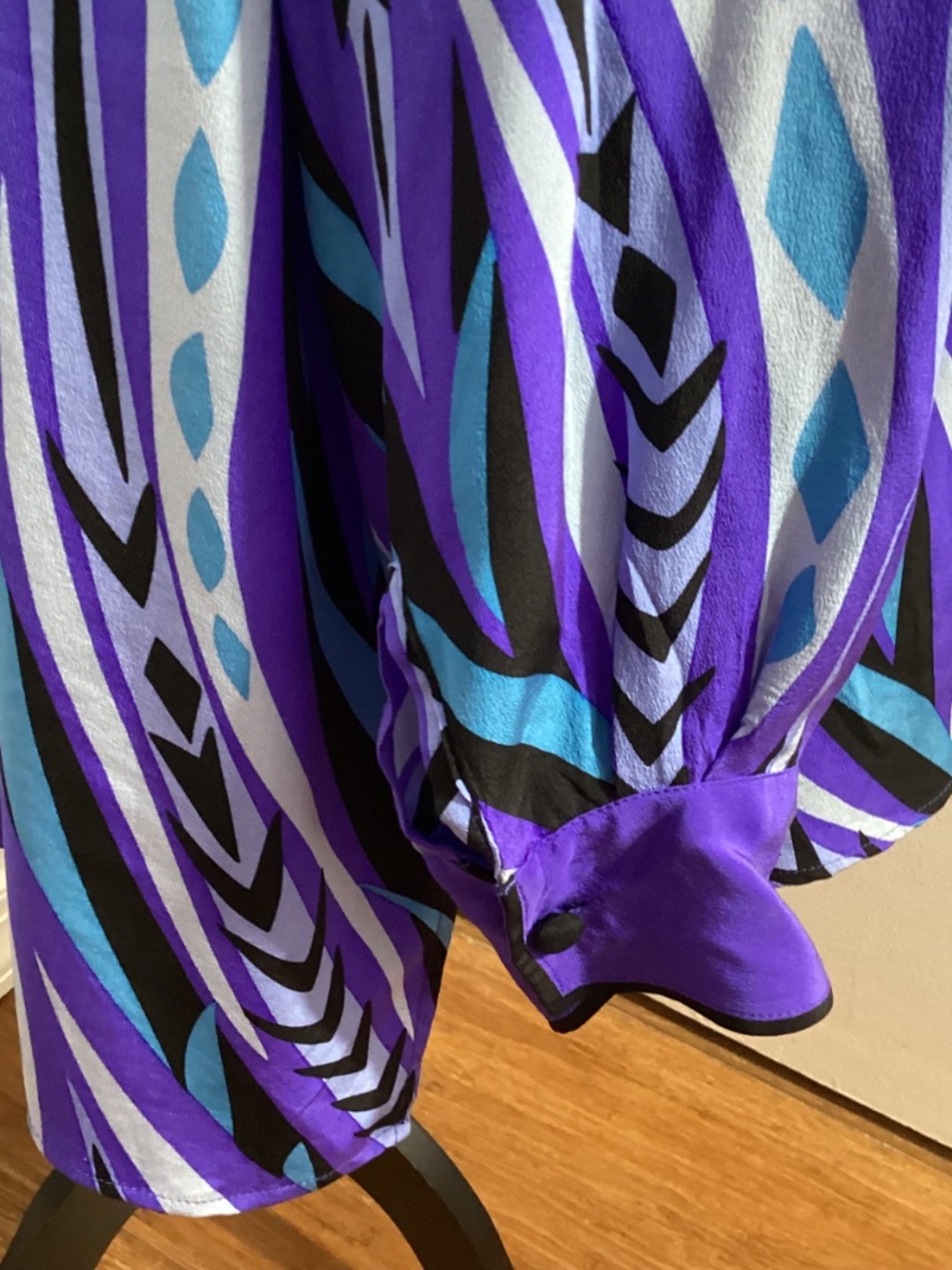 VTG BOB MACKIE WEARABLE ART PLUS 1X 100% SILK TWINSET TANK TOP TUNIC BLUE PURPLE - Picture 10 of 15